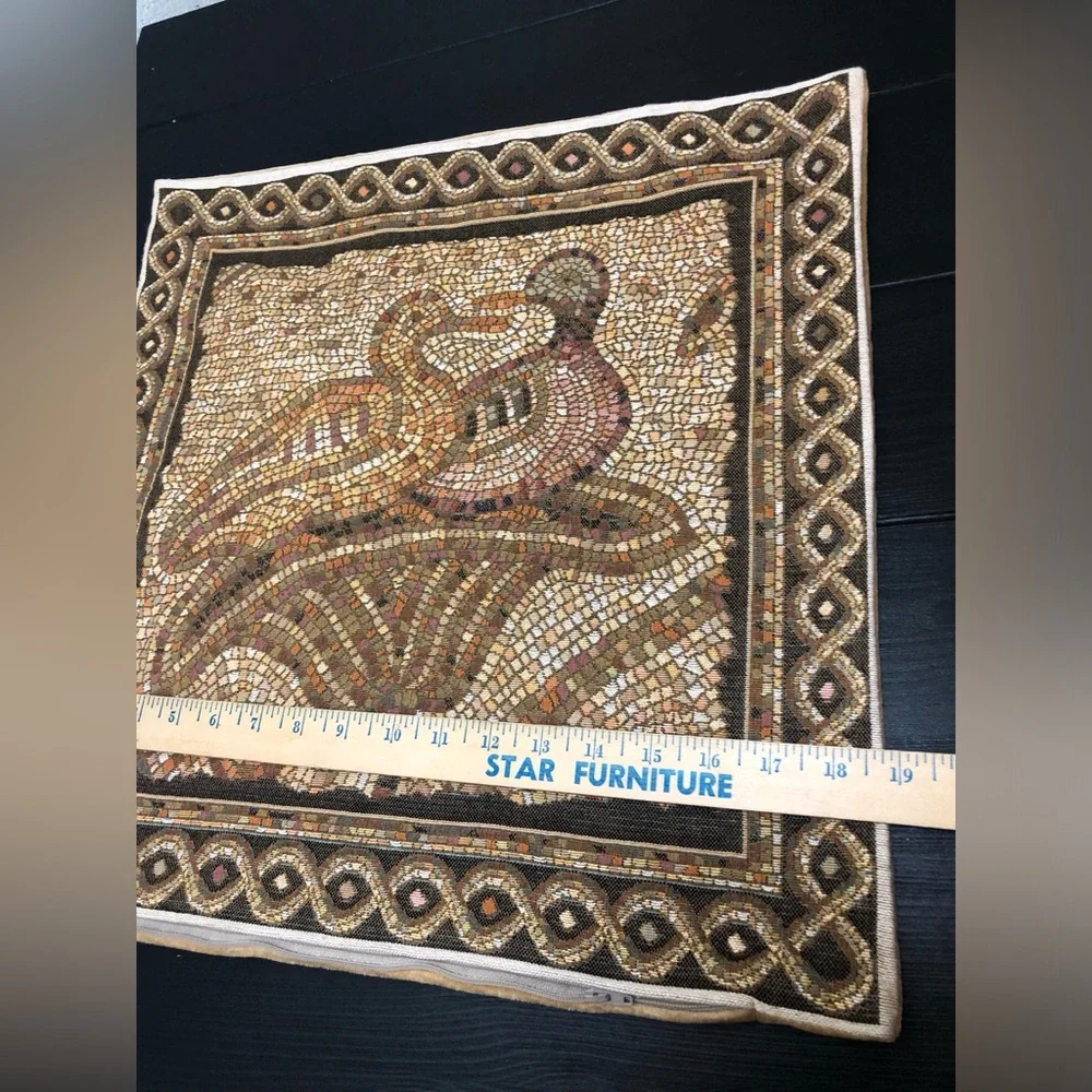 Ornate Mosaic Accent Pillow Cover in Gold and Brown
